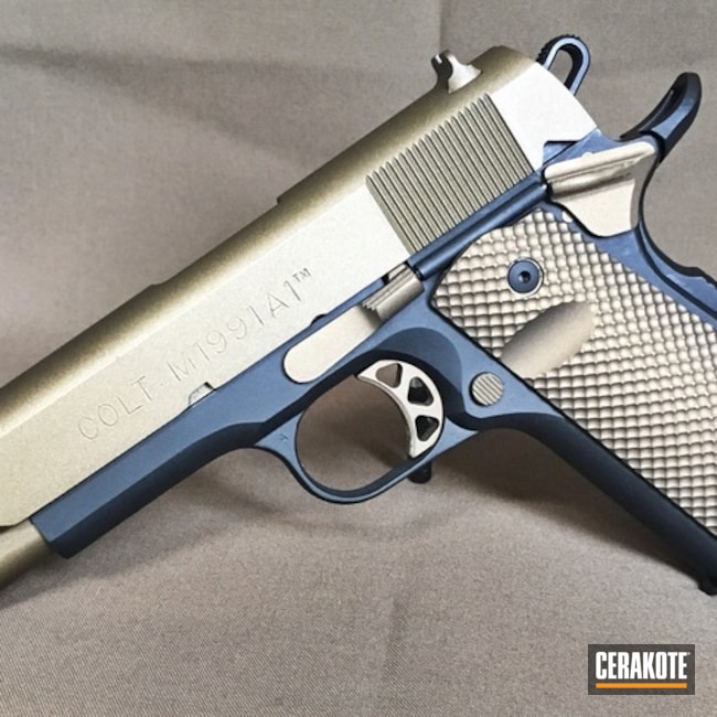 Cerakoted: Colt,Colt 1911,Burnt Bronze H-148,Armor Black H-190,Pistol,Handguns,Series 80