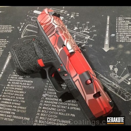 Powder Coating: Glock,Handguns,Pistol,Armor Black H-190,Custom Mix,Shimmer Aluminum H-158,.45,FIREHOUSE RED H-216,Glock 30,Kryptek