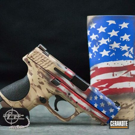 Powder Coating: Bright White H-140,Smith & Wesson,NRA Blue H-171,Tumbler,Handguns,Pistol,Custom Camo,American Flag,FIREHOUSE RED H-216,Light Sand H-142,Distressed American Flag