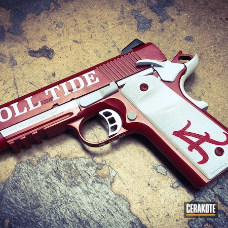 Powder Coating: Hidden White H-242,Crimson H-221,1911,Handguns,Pistol,College Theme,University of Alabama,Alabama