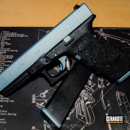 Powder Coating: Glock,Handguns,Pistol,Blue Titanium H-185,Gun Metal Grey H-219,Stippled
