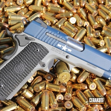 Cerakoted H-127 Kel-tec Navy Blue With H-214 Smith & Wesson Grey And H-140 Bright White