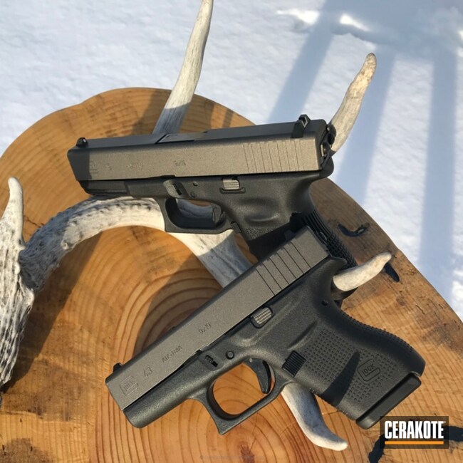 Cerakoted: Custom Mix,Burnt Bronze H-148,Tungsten H-237,Pistol,Glock,Twin glocks,Handguns