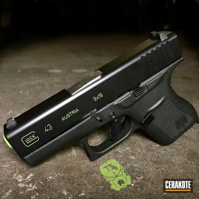 Cerakoted: Graphite Black H-146,Zombie Green H-168,Pistol,Glock,Glock 43