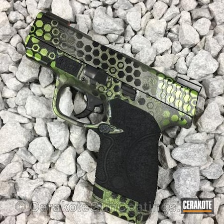 Powder Coating: Smith & Wesson,Zombie Green H-168,Pistol,Armor Black H-190,Tungsten H-237,Hex Camo