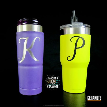 Powder Coating: Personalized,Custom Tumbler Cup,Electric Yellow H-166,Bright Purple H-217