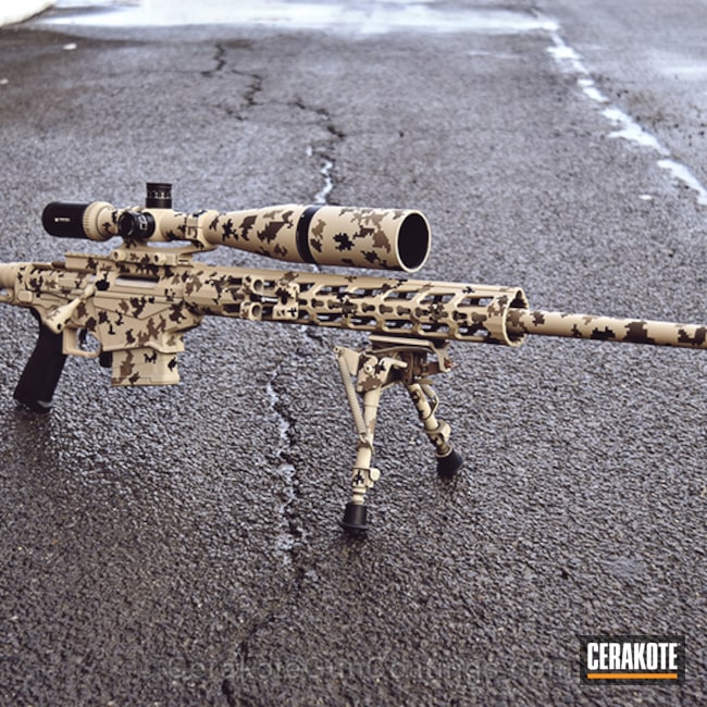 Cerakoted: Bolt Action Rifle,MAGPUL® FLAT DARK EARTH H-267,Ruger,Ruger Precision 6.5,DESERT SAND H-199,Digital Camo,Patriot Brown H-226
