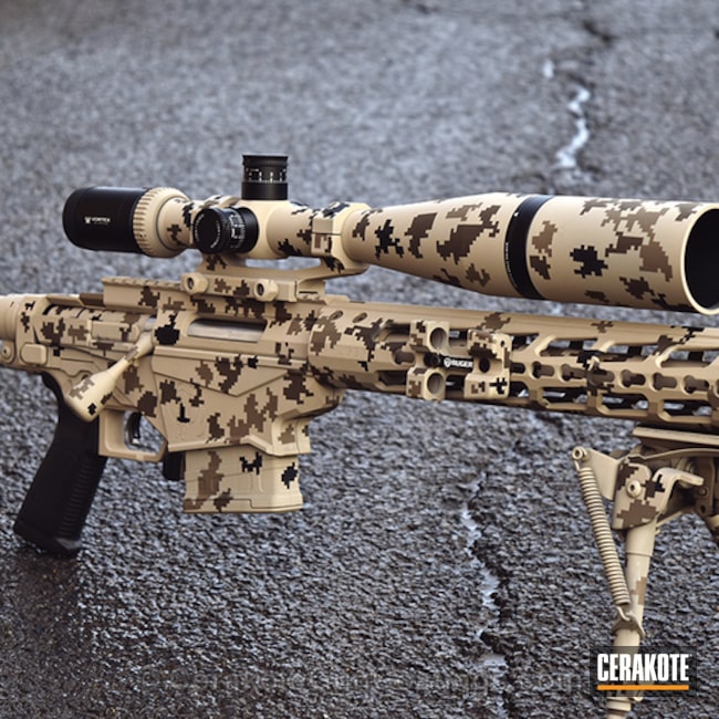 Cerakoted: Bolt Action Rifle,MAGPUL® FLAT DARK EARTH H-267,Ruger,Ruger Precision 6.5,Digital Camo,Desert Sand H-199,Patriot Brown H-226