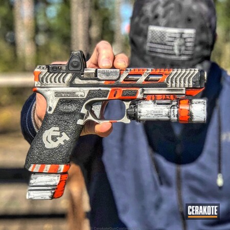 Powder Coating: Hunter Orange H-128,Bright White H-140,Graphite Black H-146,Glock,Pistol,Armor Black H-190,Stippled