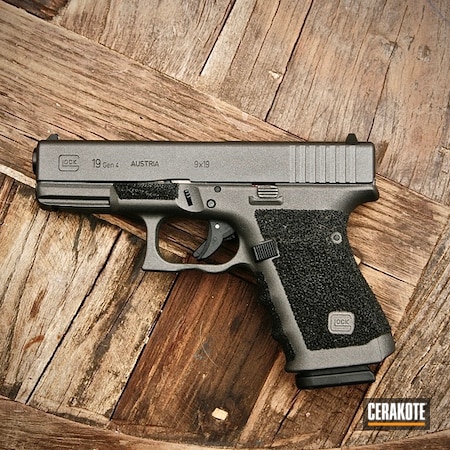 Powder Coating: Custom Color,Graphite Black H-146,Glock,Undercut,Pistol,Glock 19,Tungsten H-237,Stippled
