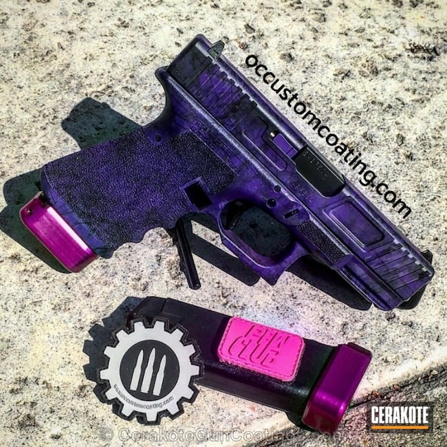 Cerakoted: Graphite Black H-146,Wild Purple H-197,Camo,Pistol,Glock,Brush Camo