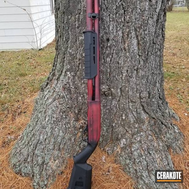 Cerakoted: FIREHOUSE RED H-216,Shotgun,Graphite Black H-146,870,Warrior Arms,Remington