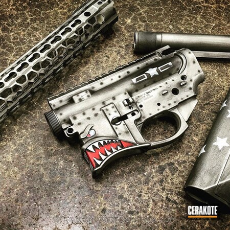 Powder Coating: Bright White H-140,Spike's Tactical,Tactical Rifle,FIREHOUSE RED H-216,Tungsten H-237