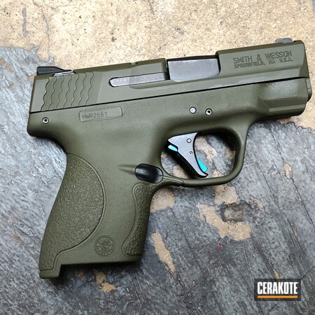 Powder Coating: Smith & Wesson,Mil Spec O.D. Green H-240,M&P Shield,Handguns,Pistol,M&P Shield 9mm