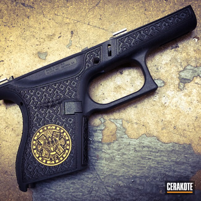 Cerakoted: Laser Stippled,Burnt Bronze H-148,Glock,Laser Engrave,Glock 43
