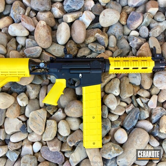 Cerakoted: Pepperball Launcher,Corvette Yellow H-144,Two Tone,Less Lethal