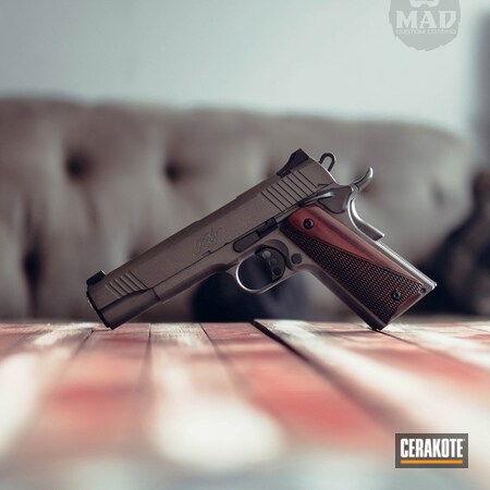 Powder Coating: MAD Black,Graphite Black H-146,Kimber,Cerakote Elite Series,1911,Handguns,Pistol,Tungsten H-237,Kimber 1911,Disruptive Grey