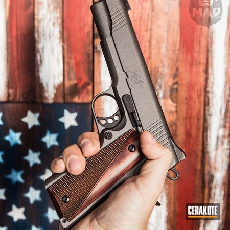 Powder Coating: MAD Black,Kimber,Graphite Black H-146,Cerakote Elite Series,1911,Handguns,Pistol,Tungsten H-237,Kimber 1911,Disruptive Grey