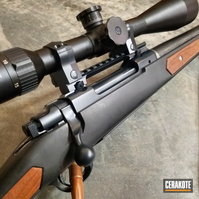 Cerakoted: Bolt Action Rifle,Midnight E-110,Cerakote Elite Series,Ruger,Hunting Rifle,Corrosion Protection,Custom Built,Ruger M77,Ruger M77 Mark 2