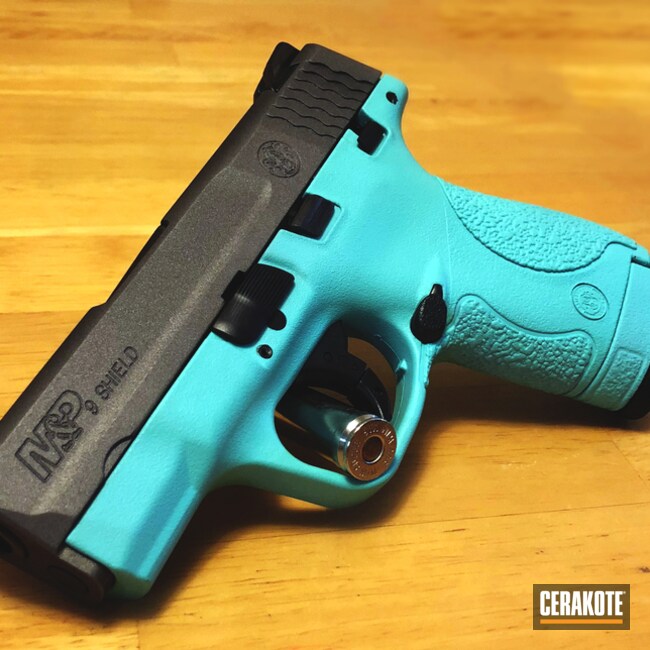 Cerakoted: Robin's Egg Blue H-175,Two Tone,Smith & Wesson,Stainless H-152,Smith & Wesson M&P,Pistol