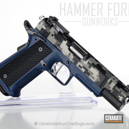 Powder Coating: KEL-TEC® NAVY BLUE H-127,Graphite Black H-146,1911,10mm,Handguns,Dan Wesson,Pistol,2011,Tungsten H-237,Digital Camo,Titanium H-170