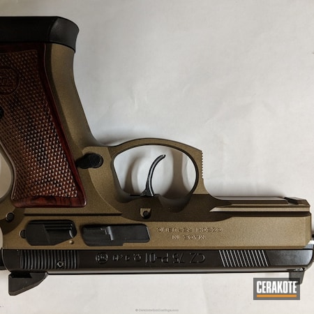 Powder Coating: Graphite Black H-146,P01,CZ 75 Compact,Pistol,CZ-USA,Burnt Bronze H-148,CZP01