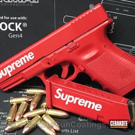 Powder Coating: 9mm,Glock,.45 ACP,Stencil,Handguns,Pistol,USMC Red H-167,Custom