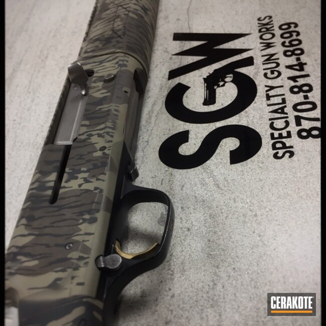 Cerakoted: Coyote Tan H-235,Browning A5,Bottomland,Graphite Black H-146,Woodland Camo