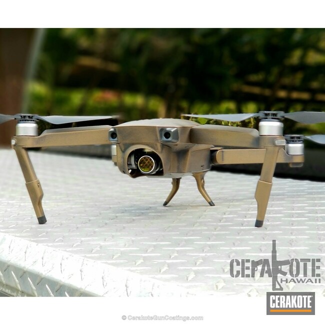 Cerakoted Drone Body Coated In Graphite Black And Burnt Bronze