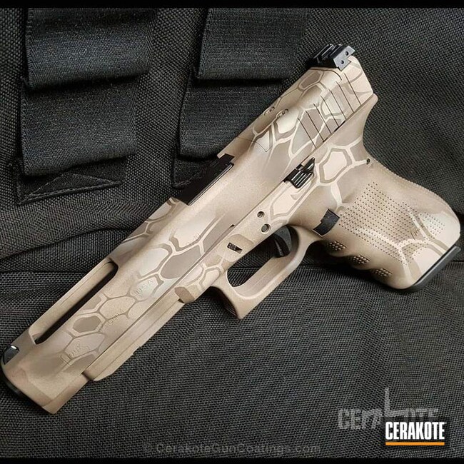 Cerakoted: Glock 34,Desert Kryptek,Desert Sand H-199,Patriot Brown H-226,Pistol,Glock,Flat Dark Earth H-265