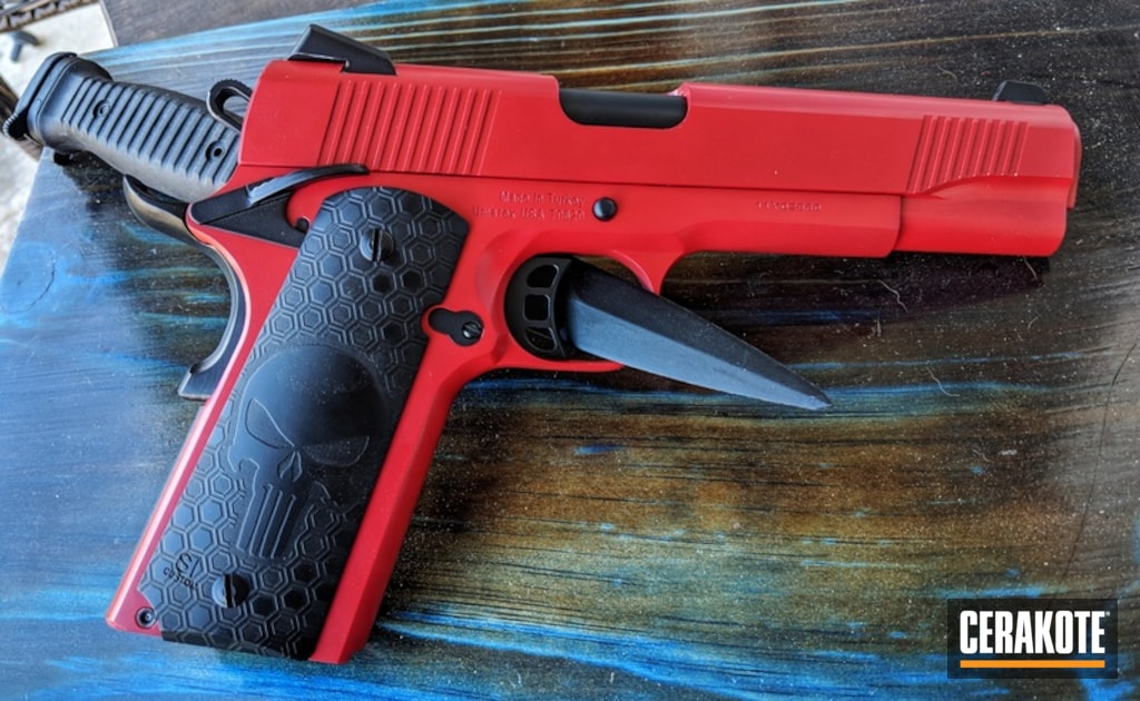 Punisher Themed 1911 Handgun Build coated in Cerakote's Graphite Black