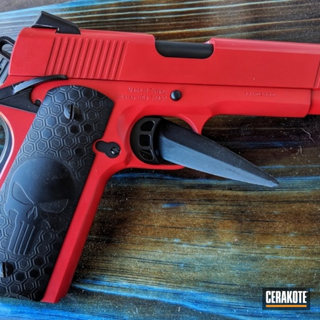 Punisher Themed 1911 Handgun Build coated in Cerakote's Graphite Black