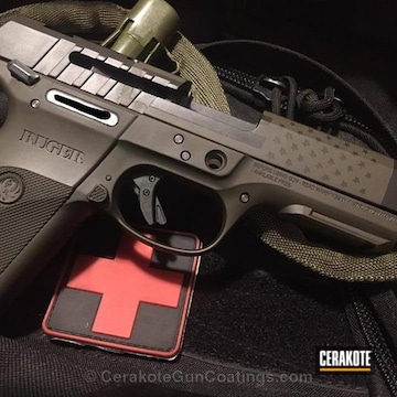 Cerakoted Ruger Sr9 Handgun Cerakoted In A Two Tone American Flag Theme