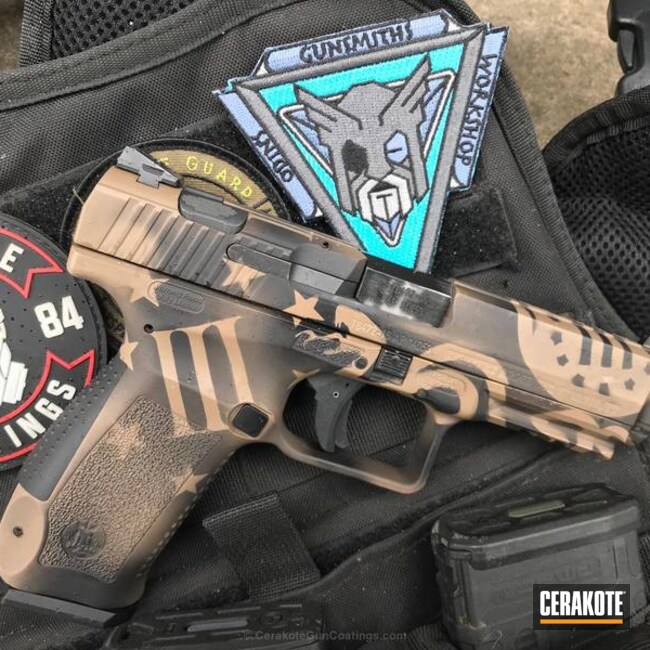 Cerakoted Canik Tp9 Handgun Coated In A Custom Cerakote Snake Skin Camo Pattern