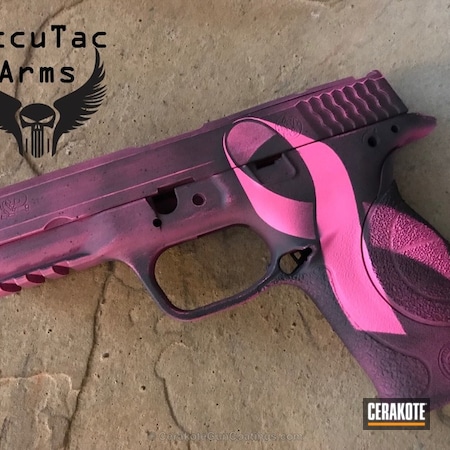 Powder Coating: Smith & Wesson M&P,Graphite Black H-146,Smith & Wesson,Pistol,Breast Cancer,Breast Cancer Awareness,Prison Pink H-141
