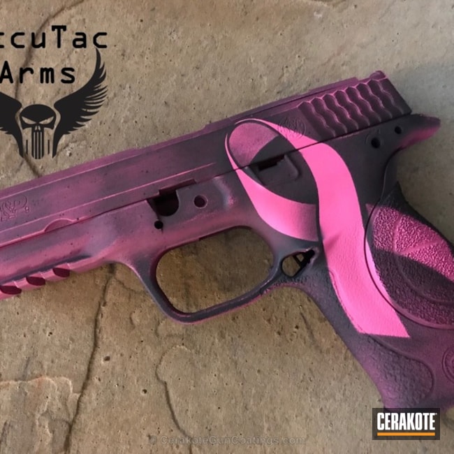 Cerakoted: Breast Cancer,Graphite Black H-146,Smith & Wesson,Smith & Wesson M&P,Pistol,Prison Pink H-141,Breast Cancer Awareness