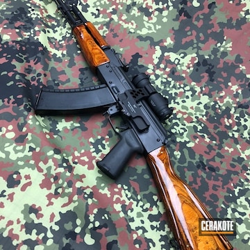 Cerakoted Ak Rifle Coated In Cerakote's Graphite Black And Bright Purple