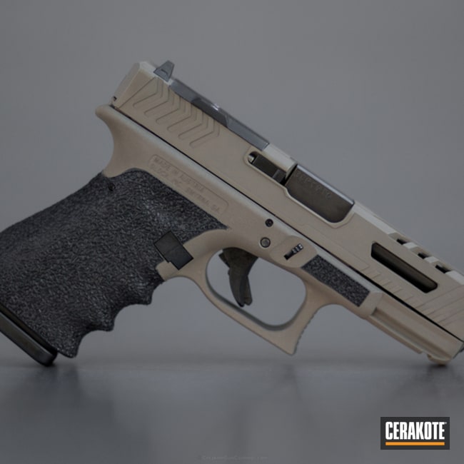 Cerakoted: Glock 19,Custom Machined,Custom,Stippled,Pistol,Glock,Machined Slide,Flat Dark Earth H-265,Handguns