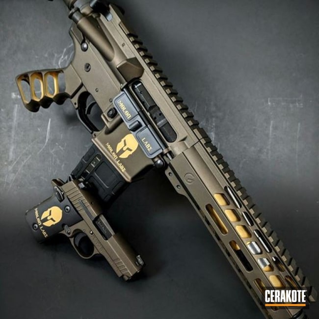 Cerakoted: AR Pistol,Molon Labe,Anderson Mfg.,Matched Set AR,Tactical Rifle,Midnight Bronze H-294,Spartan Helmet,Gold H-122,AR-15,Matching