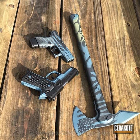 Powder Coating: Glock,Pistol,Blue Titanium H-185,Armor Black H-190,American Flag