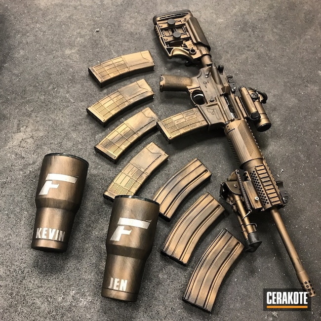 Cerakoted: Distressed,YETI Cup,Burnt Bronze H-148,Armor Black H-190,Tactical Rifle