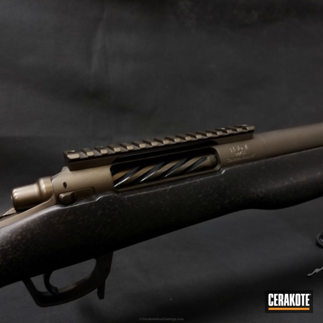 Cerakoted: Bolt Action Rifle,.338 lapua,Graphite Black H-146,Midnight Bronze H-294,Defiance Actions