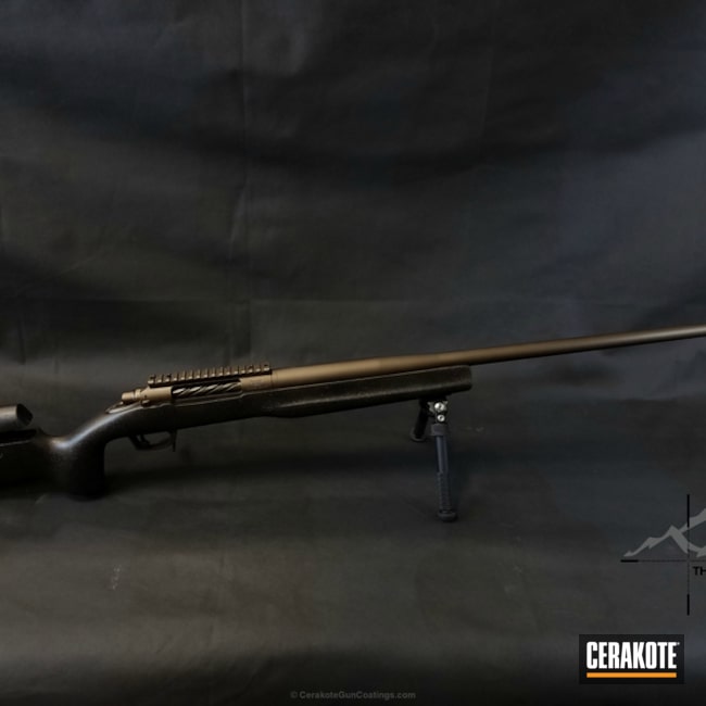 Cerakoted: Bolt Action Rifle,.338 lapua,Graphite Black H-146,Midnight Bronze H-294,Defiance Actions