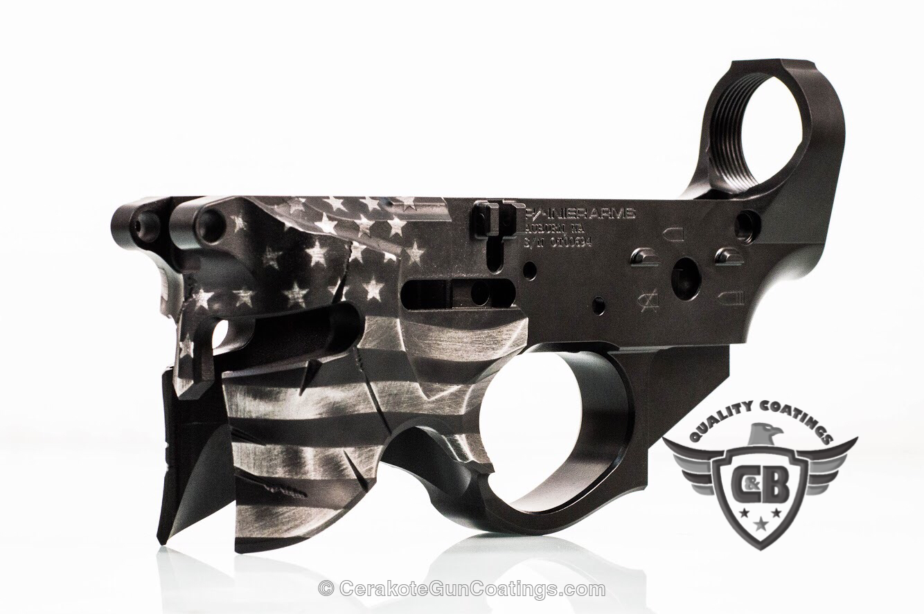 Spartan Helmet Lower Receiver coated in an American Flag Theme by Chris ...