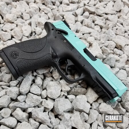 Powder Coating: Compact,Smith & Wesson,22lr,Pistol,Robin's Egg Blue H-175