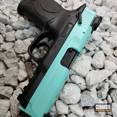 Powder Coating: Compact,Smith & Wesson,22lr,Pistol,Robin's Egg Blue H-175