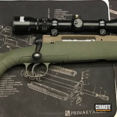 Powder Coating: Two Tone,Sniper Green H-229,Rifle,Bolt Action Rifle,Coyote Tan H-235