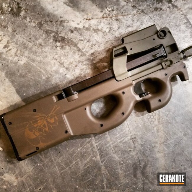 Cerakoted Fn P-90 Pdw Coated In H-148 Burnt Bronze And H-232 Magpul O.d. Green