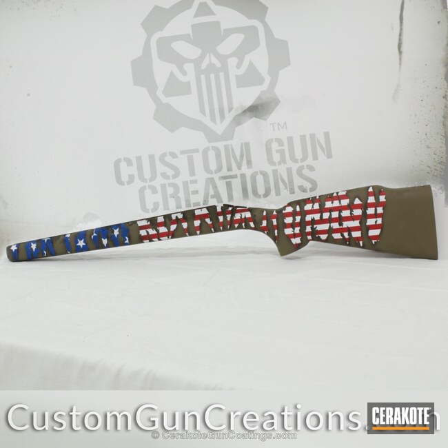 Cerakoted Rifle Stock Coated In A Torn American Flag Finish