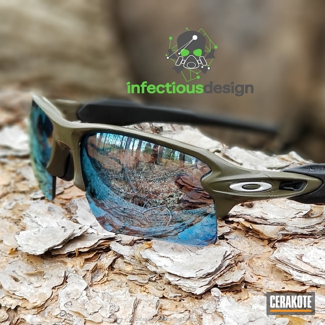 Cerakoted Custom Oakley Sunglasses Finished In H-229 Sniper Green And H-151 Satin Aluminum
